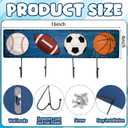 Wood Sports Coat Rack with 4 Hooks Vintage Basketball Baseball Football Soccer Wall Mounted Coat Hooks Decor Sports Theme for Home Entryway Playroom Hats Keys Towels