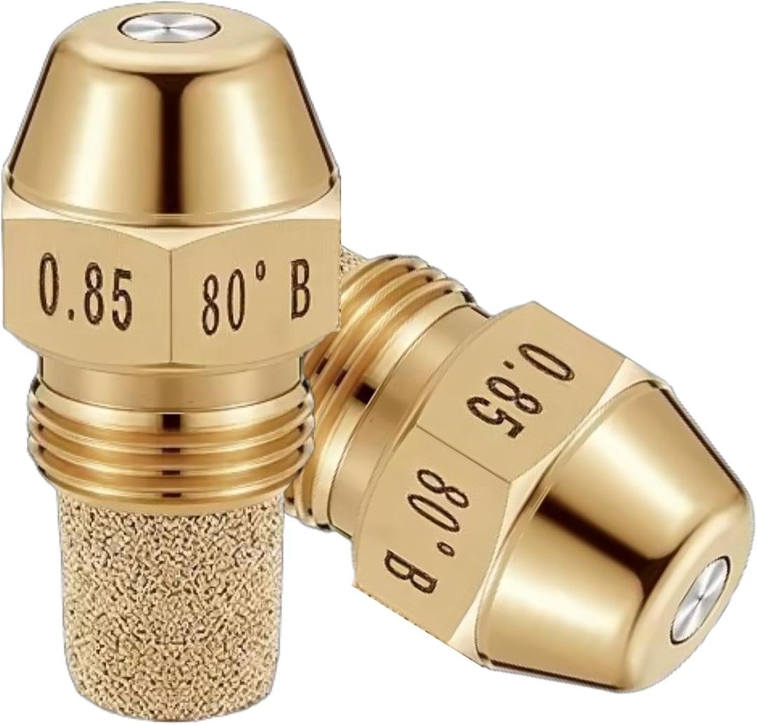 2 Pcs Solid Oil Burner Nozzle 0.85-80 B Replacement Spray Brass Oil Fuel Burner Nozzle 80 Degree