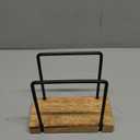 Napkin Holder for Table, Wood Iron Standing Napkin Dispenser for Dining Table Farmhouse Cocktail Picnic Rustic Wooden Holders All Kitchen Dining Room Decor Black & Farmhouse Brown (5.78*2.51*5.04 inch)