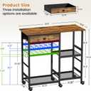 Microwave Stand, 6-Tier Microwave Cart with Wheels & Adjustable Shelf, Coffee Bar Table Station, Rolling Storage Cart Organizer Shelf for Living Room, Kitchen Island, Office, Rustic Brown