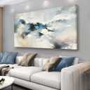 Yuaxker Abstract Wall Art Blue and White Wall Decor Vogue Canvas Painting Artwork for Living Room Bedroom Dining Room Office Home Decor 24x48 Inch