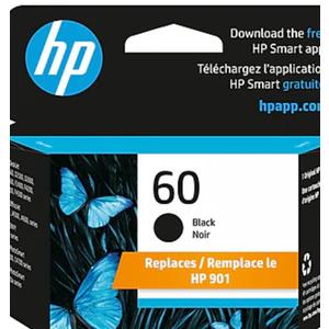 HP 60 Black Standard Yield Ink Cartridge, Prints Up to 200 Pages