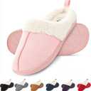 Floopi House Slippers for Women, Fur Lined Clog Womens Slippers Cozy Memory Foam with Indoor & Outdoor Anti Skid Sole (Pink)