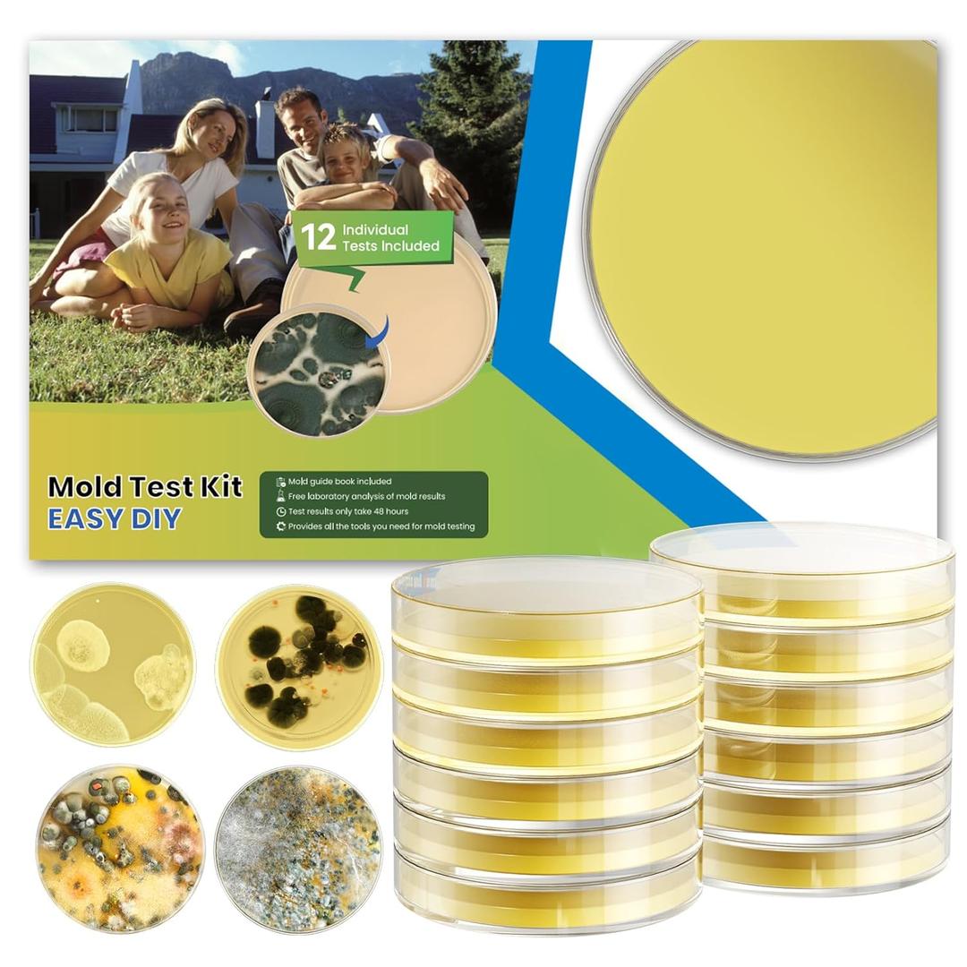 Mold Test Kit for Home - 12 Detection Tests,Mold Test Kit for Indoor Air and Household Surface Detection, Includes Detailed Mold Identification Guide and Free Lab Analysis