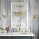 Amorho Bathroom Mirror, 24x36 Inch White Thick Metal Framed Wall Mirrors for Over Sink, Bedroom, Living Room, Entryway, Rectangle Wall-Mounted Mirrors(Horizontal/Vertical).