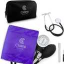 Professional Blood Pressure Cuff and Stethoscope Kit & Carrying Bag with Penlight, Aneroid Sphygmomanometer for Medical Students & Home Adult BP Monitoring, Purple