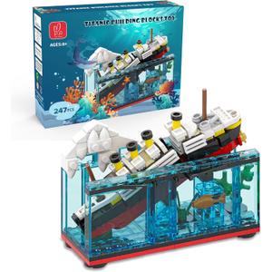 Titanic Sink and Break in Half Toy Building Blocks Set, Titanic Toys for Kids, Titanic Cruise Ship Model Toy, Titanic Model Ship Kit, Boat Bricks Kit 247 PCs