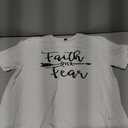 Faith Over Fear T-Shirt Christian Shirt Letter Graphic Tee God Merch Religious Church Bible Verse Top for Women Girls (Large)