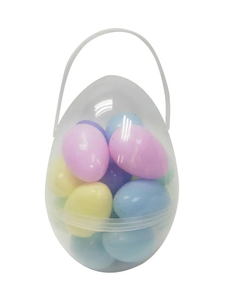 Large Easter Egg Container Filled with 17 Plastic Easter Eggs - Easter Supplies and Decor