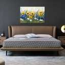 Flower Canvas Wall Art Abstract Sunflower Lavender Daisy Pictures Wall Decor Prints Wildflower Paintings Colorful Floral Poster for Bathroom Decor Framed(Flower-2,12L x 18W)