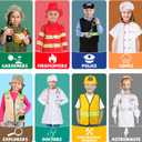 Vicenpal 8 Sets Pretend Play Kids Costumes Set Christmas Gifts Washable Chef Construction Policeman Fireman Doctor Astronaut Costumes for Boys Toddler Girls Kids