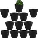 Yishang 1.9 Inch Tiny Black Terracotta Pots Pack of 12-Small Mini White Clay Pots with Drainage Holes Flower Nursery Terra Cotta Planter for Tiny Cactus,Herb,Succulent Plants,Crafts