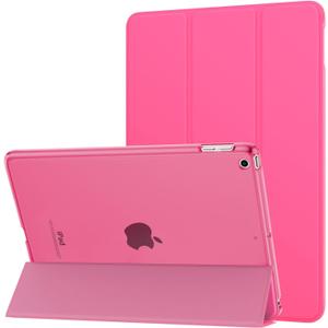 MoKo Case Fit 2018/2017 iPad 9.7 5th/6th Generation, Slim Lightweight Smart Shell Stand Cover with Translucent Frosted Back Protector Fit iPad 9.7 2018/2017, Auto Wake/Sleep, Fluorescent Pink
