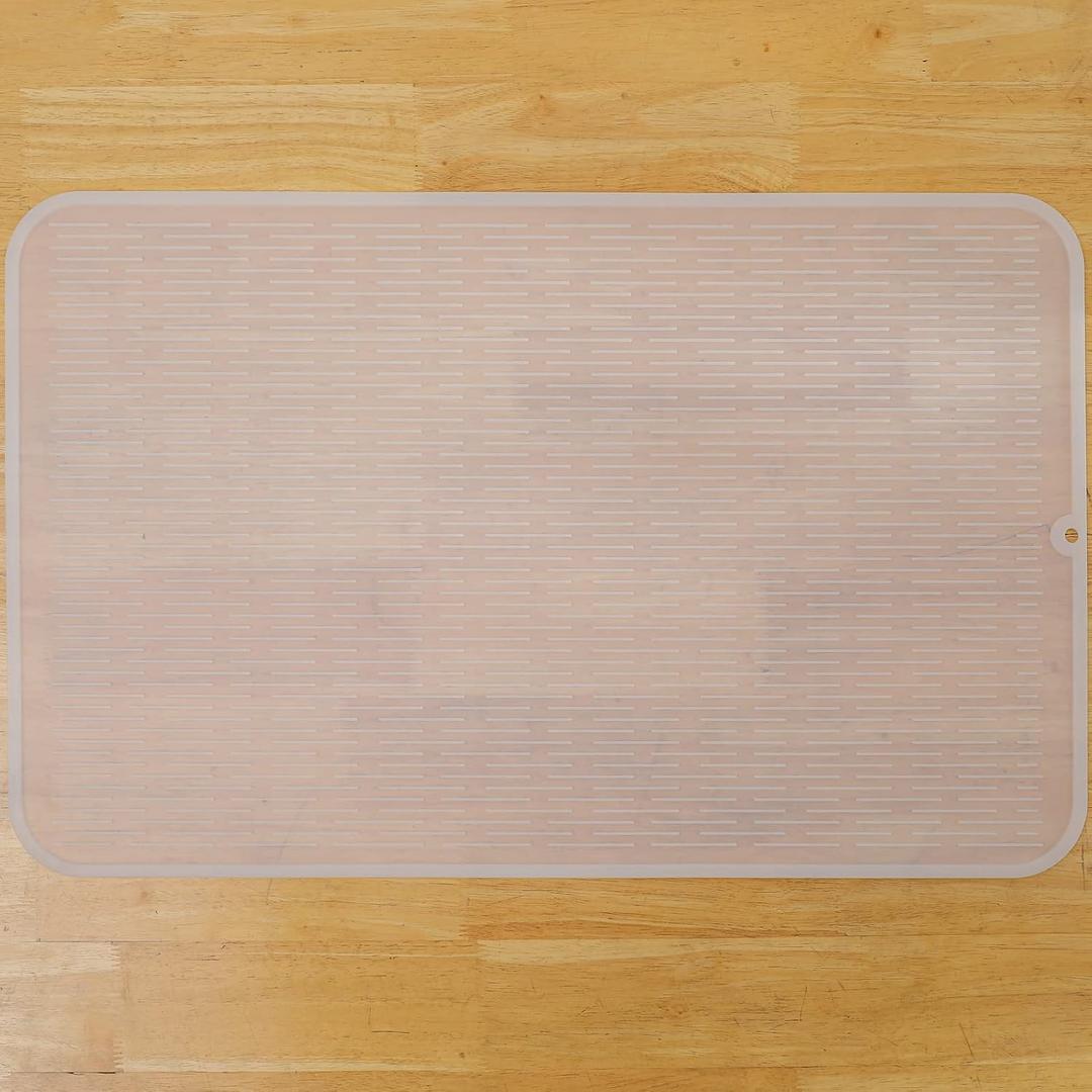 MicoYang Silicone Dish Drying Mat for Multiple Usage,Easy clean,Eco-friendly,Heat-resistant Silicone Mat for Kitchen Counter or Sink,Refrigerator or Drawer Liner Translucent 3XL 28 inches x 18 inches