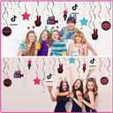 LINGTEER Tic Tok Music Party Decoration Kit - 30 Pcs Foil Ceiling Hanging Swirls Streamers Perfect for Music Happy Birthday Party Gift Decorations Sign.