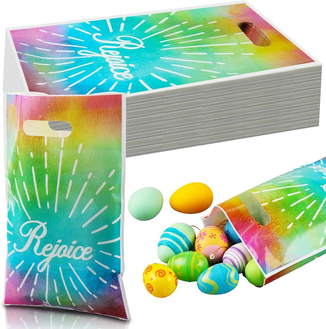 ReliThick 150 Pcs Easter Christian Goody Bags Bulk Religious Easter Gift Bags for Rejoice Egg Hunt Bible Sunday Church Party Favor
