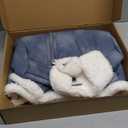 DIASHINY Women's Faux Shearing Fur Winter Coat Warm Thick Fur Lined Faux Leather Jacket (177 Denim Blue, Small)