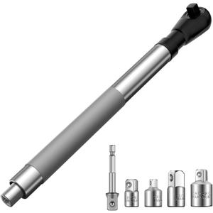 1/2" Offset Extension Wrench Impact for Electric Drill with 3/8" & 1/4" Adapters set, Impact Ratchet Extender for Tight Spaces