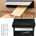 1 Set Mail Slot for Front Door, Aluminum Alloy Mail Slots Cover with Mail Catcher Bag Mail Slot Catcher for Door Mail Slot(12"2.7",Black)