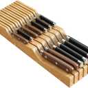 Bamboo In-Drawer Knife Block for 13 Knives(Not Included), Knife Drawer Organizer,Knife Holder Countertop,Block Knife Storage Organizer for Kitchen