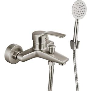 Aolemi Wall Mount Bathtub Faucet with Handheld Sprayer Wall Mounted Tub Filler with Diverter Single Handle,Brushed Nickel