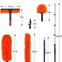 26 Foot High Reach Duster Kit with 5-19 ft Telescoping Extension Pole, High Ceiling Duster, Cobweb Duster, Window Squeegee, Feather Duster, Outdoor & Indoor Extendable Duster Cleaning Kit