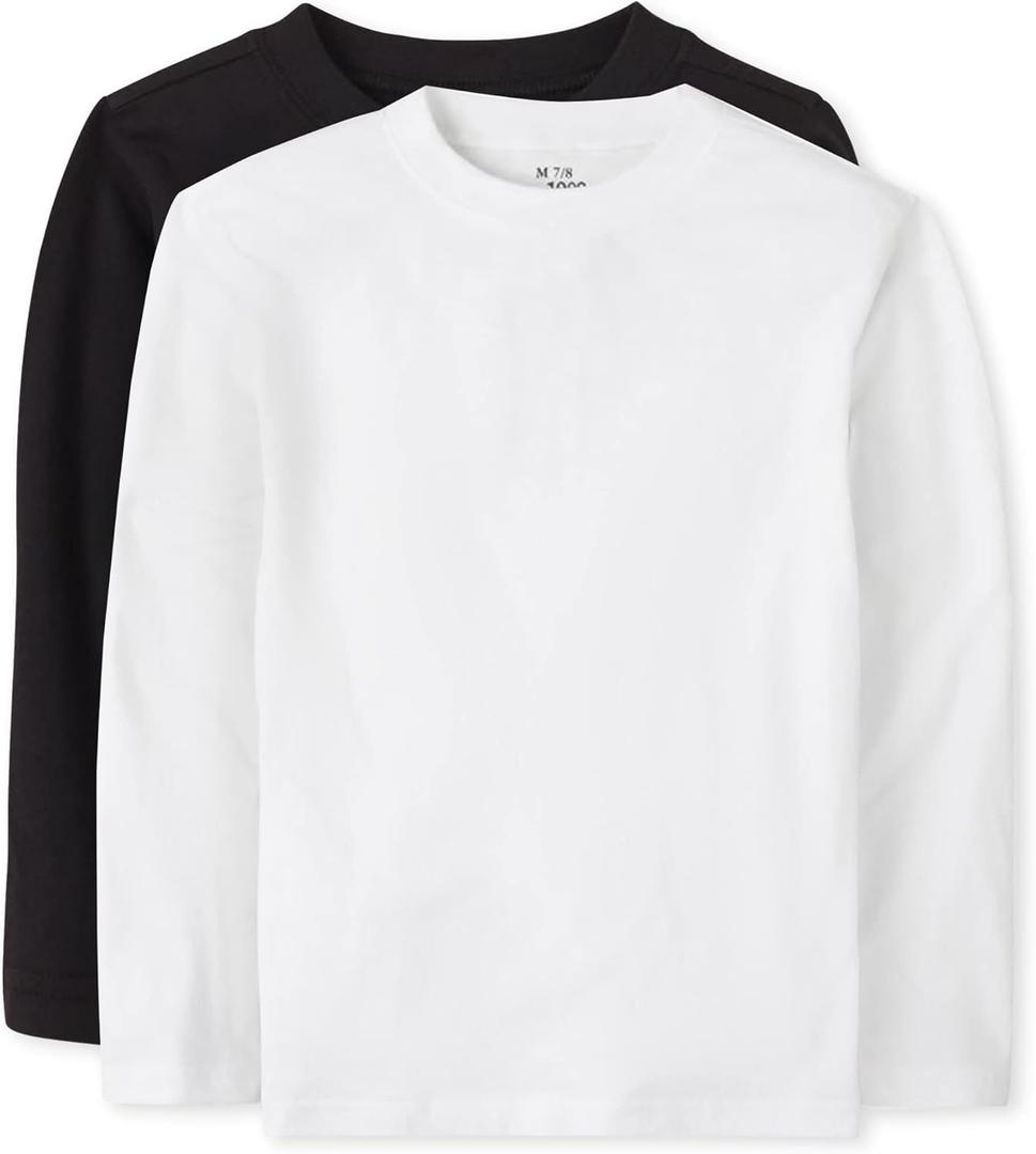 The Children's Place Baby Boys' and Toddler Basic Long Sleeve Tees (9-12 Months, Black/White 2-pack) The Children's Place Baby Boys' and Toddler Basic Long Sleeve Tees (9-12 Months, Black/White 2-pack)