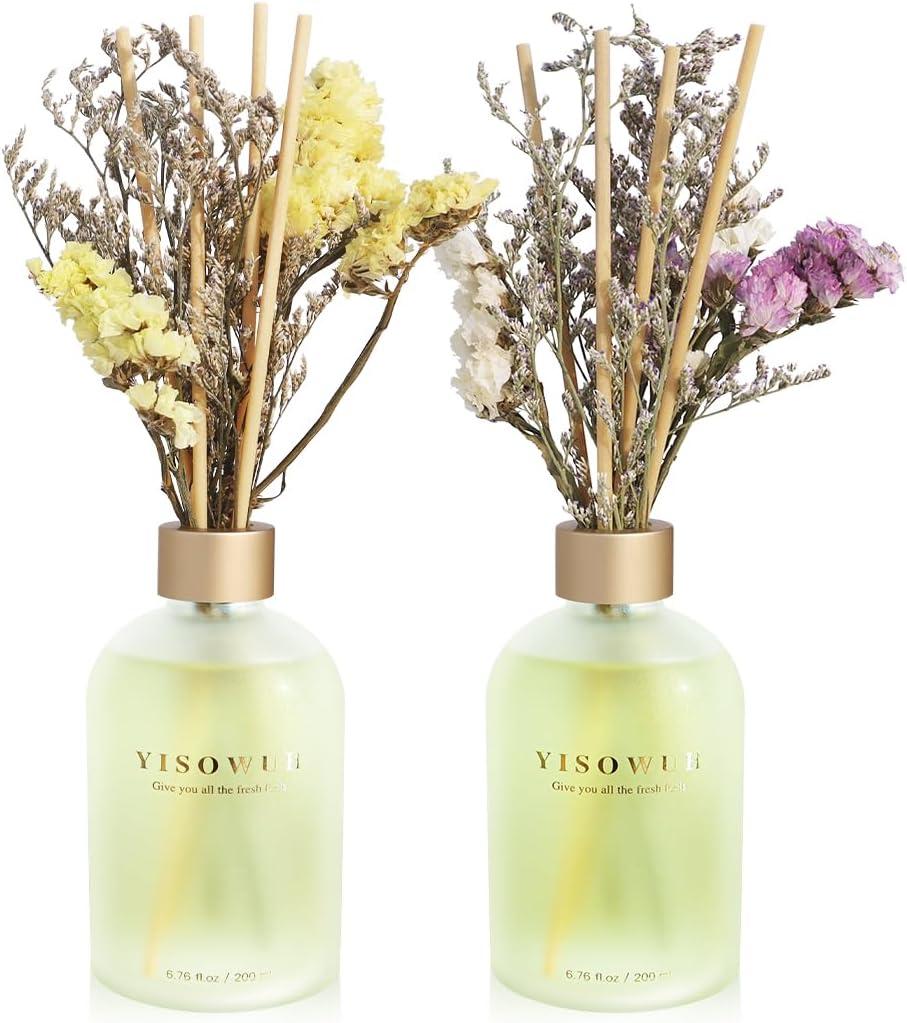 Reed Diffuser - Grapefruit & Osmanthus 6.76oz200ml 2 Packs Flower Essential Oil Reed Diffuser Set with 16 Sticks - Long Lasting Fragrance for Home Bedroom Bathroom Room Shelf Decor