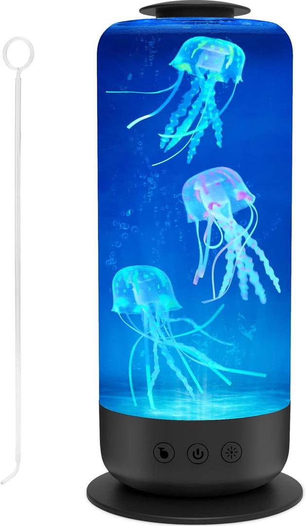Jellyfish Lamp, Multi Color Changing Jellyfish Aquarium Lamp with 2 Light Modes 4 Speeds Control Mood Night Light for Home Office Bedroom Table,Gift for Kids Adults (Black)