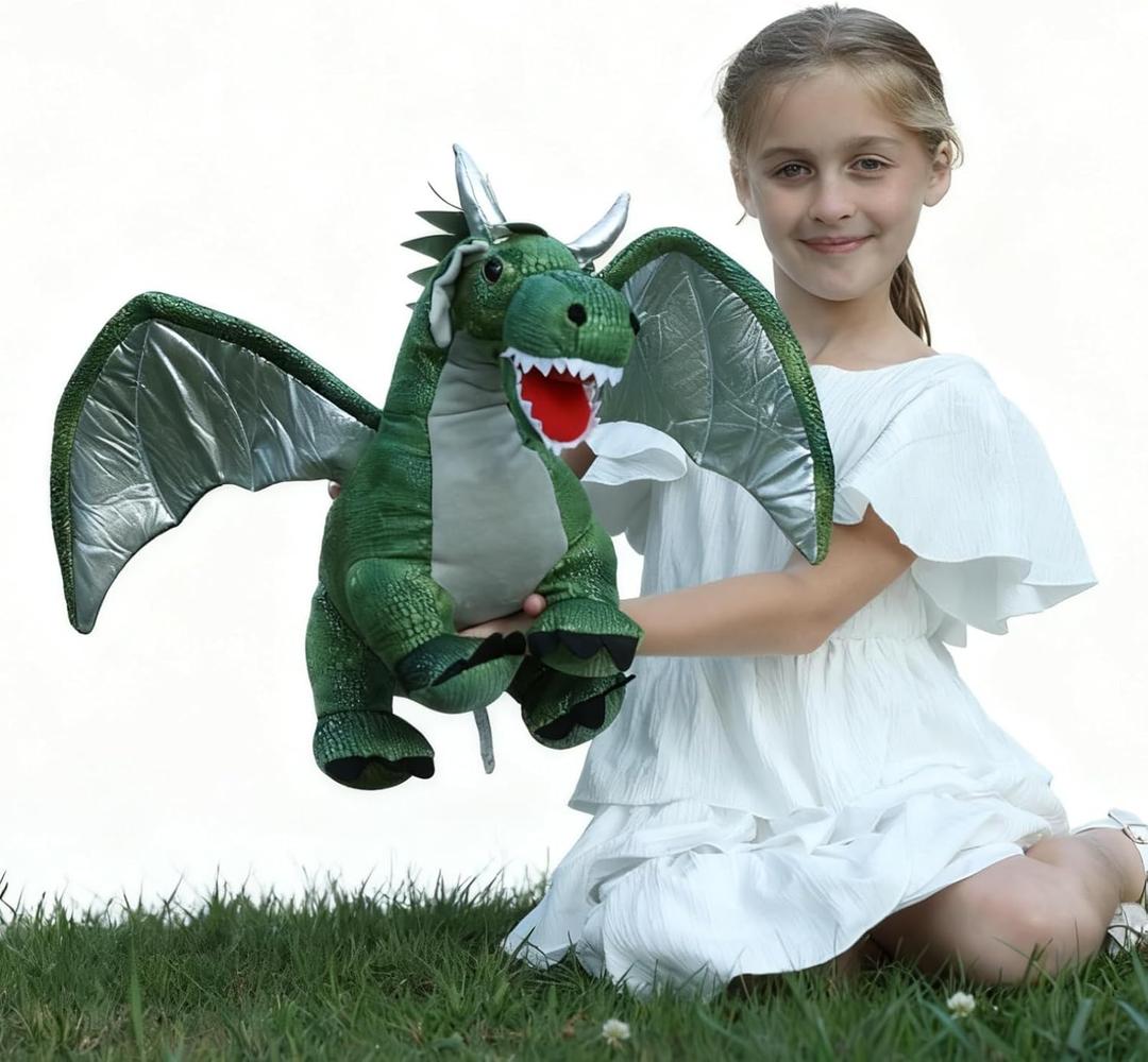 Giant Dragon Plush Toy, 24 Inch Soft Large Drgon Stuffed Animal for Kids Boys Girls, Green Dinosaur Plushies as Christmas Birthday Gift