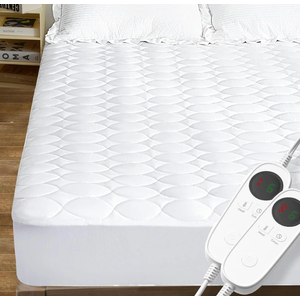 MASVIS Heated Mattress Pad King Size with Dual Control Electric Mattress Pad Cover with 9 Heating Settings & Auto Off 2/4/6/10 Hrs, Deep Pocket Bed Warmer Protector for Winter, ETL Certified, White