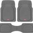 Motor Trend FlexTough Floor Mats for Cars, Gray Deep Dish All-Weather Mats, Waterproof Trim-To Fit Automotive Floor Mats for Trucks SUV, Universal Liner Car Accessories