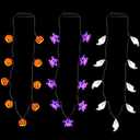  Bstge 3 Pcs Halloween Light Up Necklace, 3 Modes Pumpkin Lights for Halloween Party Favor and Supplies, Novelty Halloween Jewelry, Trick or Treat Halloween Accessories Gifts 
