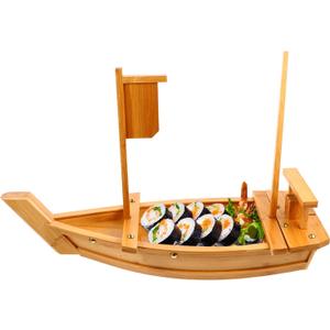 Wooden Sushi Boat Serving Tray 35 Inch, Extra Large Sushi Plates Sushi Boat Sashimi Serving Platter for Restaurant or Catering Service