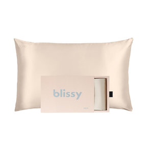 Blissy Silk Pillowcase - 100% Pure Mulberry Silk - 22 Momme 6A High-Grade Fibers - Silk Pillow Cover for Hair & Skin - Regular, Queen & King (Champagne, Queen)