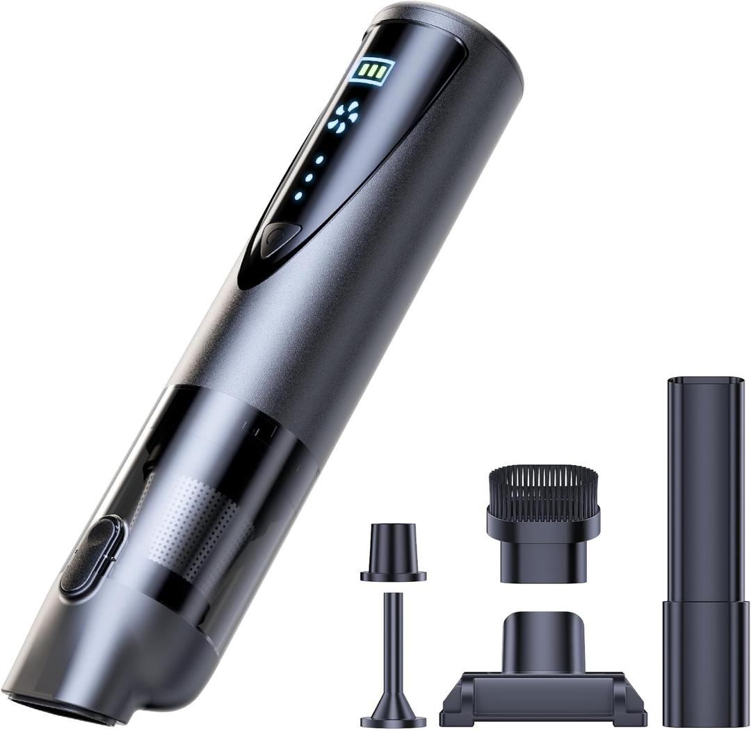 Cordless Car Vacuum Cleaner, 20000Pa Strong Suction Handheld Vacuum with Detailing Kit, Wet/Dry Rechargeable Portable Mini Vacuum for Car Detailing, Home & Outdoor Cleaning