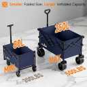 40" L Collapsible Wagon Cart Foldable, 500lbs Weight Capacity 250L Heavy Duty Folding Beach Wagons with Big All-Terrain Wheels, Utility Carts for Groceries, Shopping, Camping, Sports - Blue