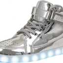 IGxx LED Light Up Shoes for Men USB Recharging High Top LED Sneakers Women Kids (10 Women/9.5 Men, Silver)