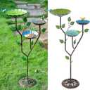 Bird Baths for Outdoors, 37" H Bird Bath for Outside, 3-in-1 Bird Feeders for Outdoors, Pedestal Birdbaths, Metal Bird Bath Bowl for Garden, Lawn, Yard Decor