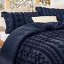 Bedsure Tufted Boho Comforter Set King Size - Navy Boho Bed Set, GentleSoft 3 Pieces Farmhouse-Style Embroidery Bedding, Gifts for Woman, Soft Jacquard King Comforter for All Seasons