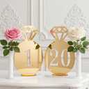 Qunclay 20 Pcs Engagement Party Table Numbers 1-20 with Stands, Gold Diamond Ring Bridal Shower Table Numbers, Double-sided Engagement Party Decoration for Wedding Reception Anniversary Banquet