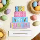 Easter Decorations Peeps Decorations Easter Bunny Decorations Carrot Decor Wooden Table Decor for Home Office Living Room Bathroom Bedroom Farmhouse Shelves Desk 6.4x6.4x0.2 inches