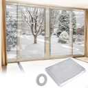 Apipi Patio Door Window Insulation for Winter - 87 x 236 in Thicken Sealing Plastic for Winterizing, Clear Shrink Film Cover Kit with Double-Side Tape for Large Window/ Sliding Door/French Door