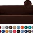Joccun Stretch Couch Cover Slipcovers, 1-Piece Sofa Covers for 3 Cushion Couch Spandex Jacquard Washable Furniture Protector Cover for Living Room,Kids,Pets(Sofa,Chocolate) (Large78"-94")