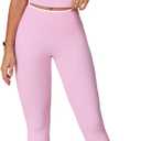 QBGJTD Womens Workout Sets Two Piece Cross Back Tank Top Matching High Waist Leggings Sets Gym Outfits Work Out Clothes (Small, Colorblock Pink)