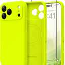 Magnetic for iPhone 17 Pro Max Case, Compatible with MagSafe, [Full Camera Protection][Screen Protector] Silicone Shockproof Protective Phone Case for iPhone 17 Pro Max, Fluorescent Green