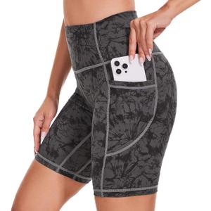 Ccko High Waist Biker Shorts for Women with Pockets Workout Yoga Spandex Athletic Leggings Shorts for Gym Running (XX-Large, Shorts-dark Grey)