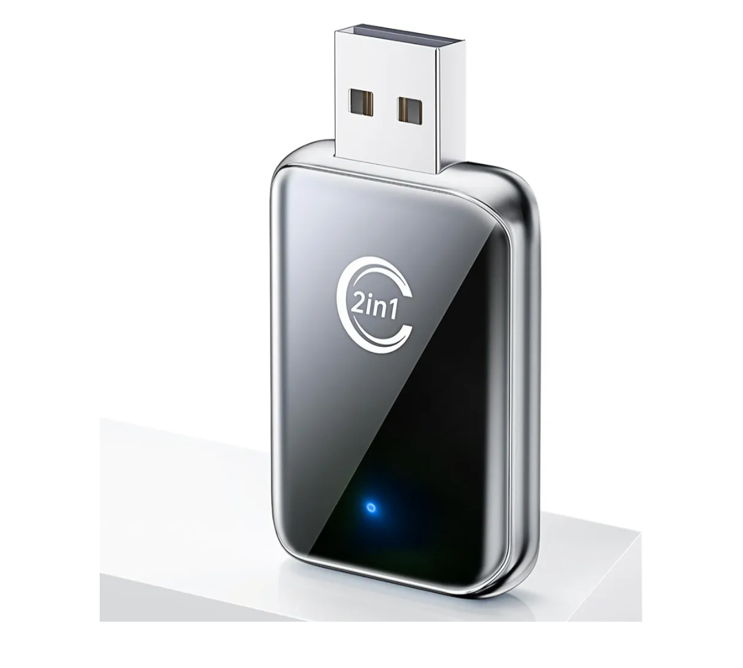 Wireless Carplay Adapter for iPhone, Convert Wired Car Play to Wireless, 2 in 1 Plug and Play Mini CarPlay and Android Auto Adapter for iOS 10 Android 11 and Above, Cars with Built-in Carplay (Silver)