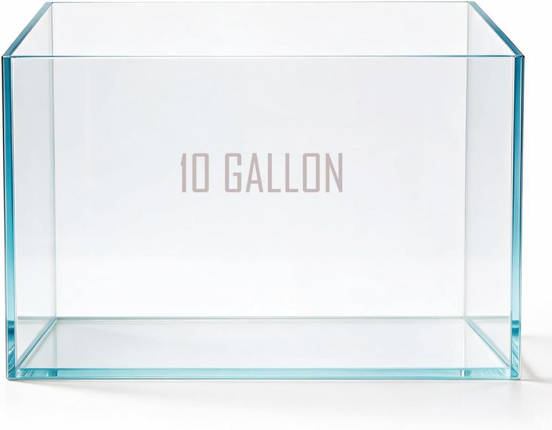 10 Gallon Rimless Aquarium Fish Tank, Ultra-Clear Nano Glass Rectangular Fish Tank L17.7W11H11.8 Thickness 6mm Glass Aquarium (M 10 Gallons)