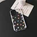 NITITOP Compatible with iPhone 16 Case Cute Clear for Women Girls Colorful Love Heart Pattern Ultra Slim with Bumper Protector Soft TPU Anti-Yellow Protective Cover - Colorful Heart